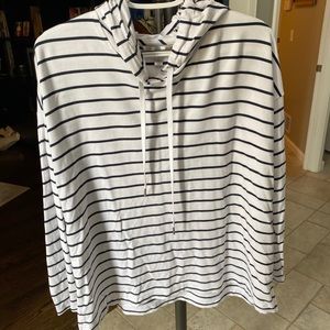 Banana Republic size L white & navy striped hoodie